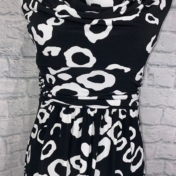 Valerie bertinelli fit & flare drape neck dress B&W woman sz 4 - Picture 3 of 10